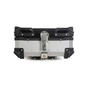 28L Motorcycle Top Case, Aluminum Alloy Waterproof Motorbike Top Box with Security Lock,4 Safety Reflective Stickers,Universal Motorcycle Accessories