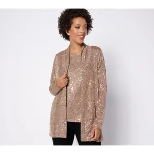Jingle Belles by Kim Gravel Sequin Mesh Open Front Topper