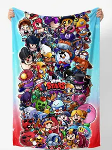 Brawl Stars Ultimate Character Circle Flannel Blanket - Soft High-Quality Fabric for Cozy Gaming Nights & Movie Marathons