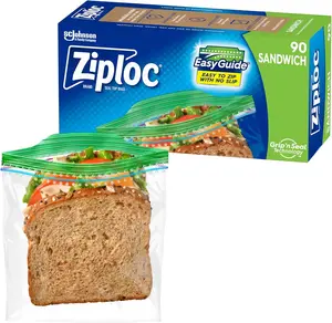 Ziploc Sandwich and Snack Bags, 90 Count with Grip 'n Seal Technology for Easier Grip, Open and Close, Ideal for On-the-Go Freshness