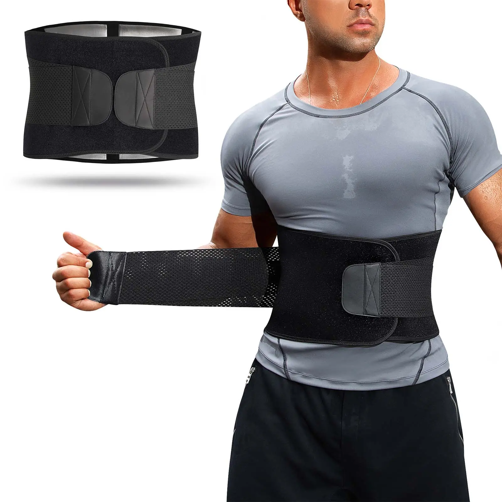 Men's Sports Waist Trainer, Double Layer Velcro Sports Waist Belt, Workout Fitness Belt, Weight Lifting Belt, Waist Trainer for Men, Sports & Outdoor Clothing Accessories