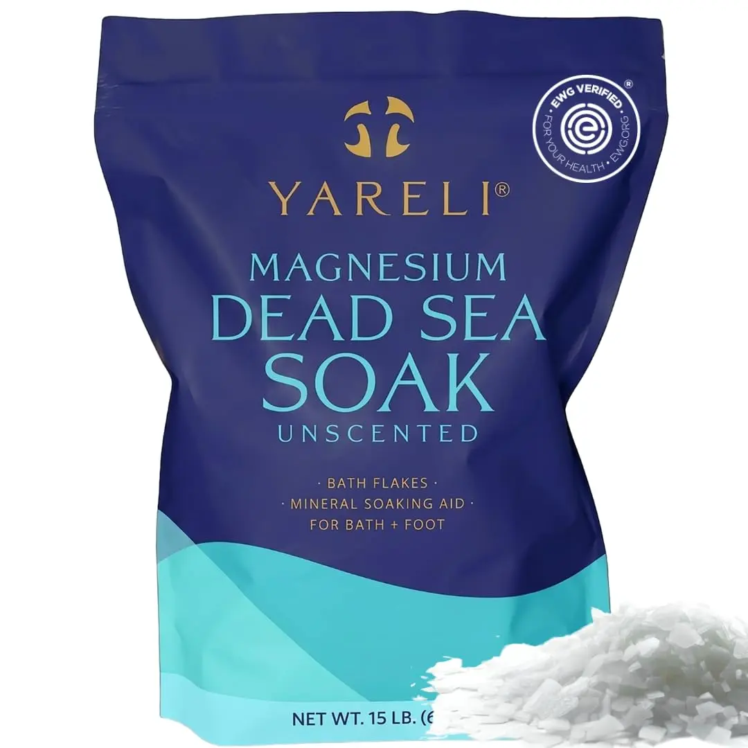 Yareli Magnesium Flakes Dead Sea Bath Additive, 15lb Bath Soak Alternative to Epsom Salt