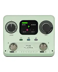 FLAMMA FF20 Looper Pedal Drum Machine, Drum Looper Guitar Pedal with Screen, 300 Min Recording, 220 Drum Grooves, 100 Loop Slots, Time Stretch, Auto Record, USB & Headphone Out, for Guitar and Bass