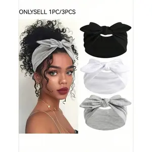 Cute Bowknot Headband Set Solid Color Ultra Wide Elastic Bow Headbands Fashion Hair Accessories for Women Daily Outdoor