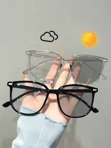 2pcs Women Geometric Frame Never Outdated Modern Style Fashion Photochromic Eyeglasses