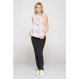 Mushroom All Over Print Sleeveless Blouse