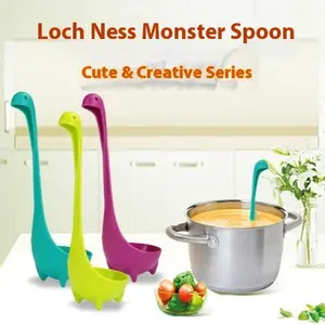 Cute Water Monster Spoon Strainer Creative Dinosaur Strainer Long Handle Kitchen Vertical Soup Spoon Cutlery Tableware 1Pc/Soup Ladle/Blue Utensils Dinnerware Kitchenware