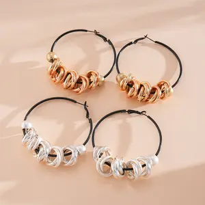European and American metal wind round twisted silver needle earrings, high-end commuter earrings