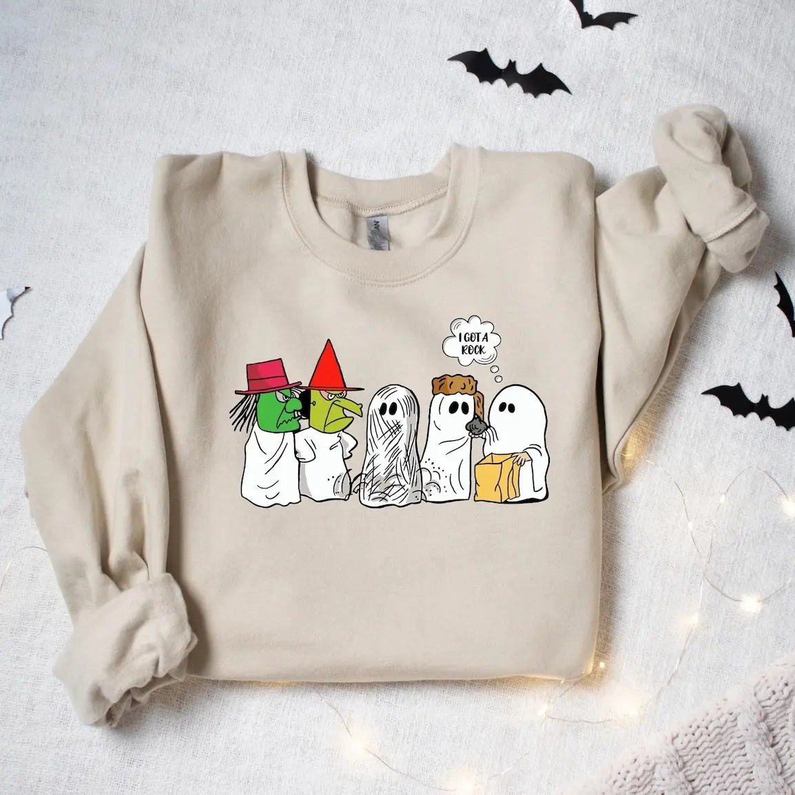 Funny Halloween Ghost Sweatshirt, Cute Spooky Friends Crewneck, Retro Halloween Cartoon Ghost Sweater