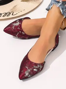 Women's New Blue Flat Shoes, Fashion Pointed Toe Casual Flats, Comfortable Non-Slip Textile Rubber Soles, All Seasons, Summer Flats