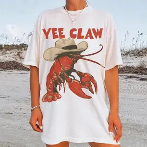 Vintage Shirt, Western Lobster Graphic Tee, Funny Coastal Cowgirl T-Shirt, Southern Beach Summer Shirt, Comfort Colors Unisex Tee
