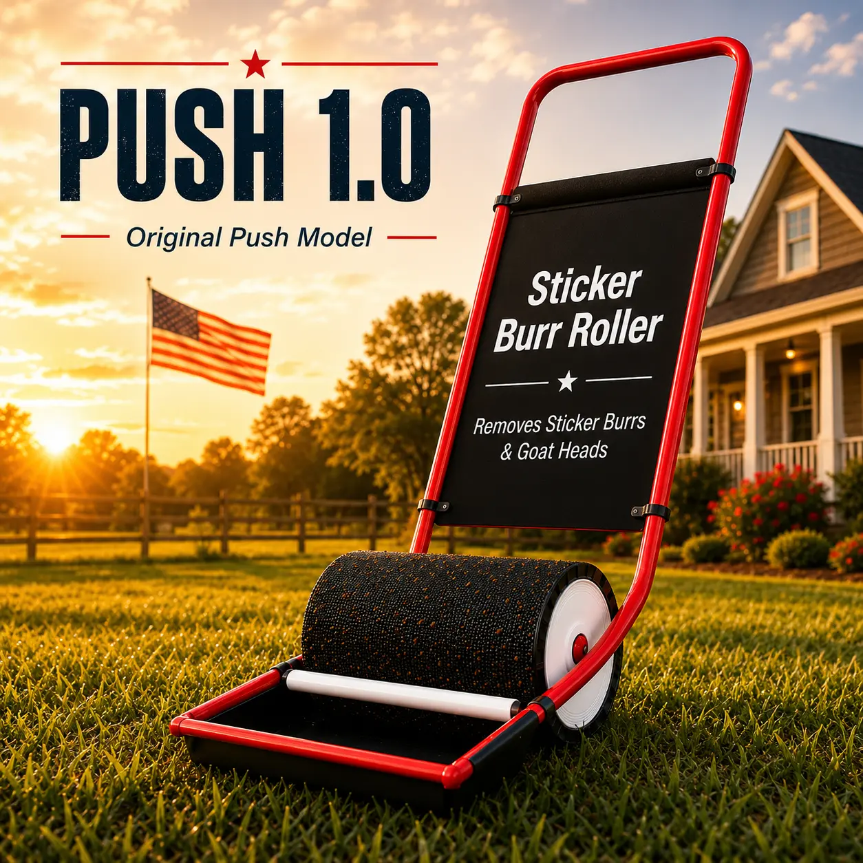 Push 1.0 Classic — Sticker Burr Roller for Patios, Driveways & Small Yards