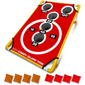 SWOOC - Coney Island Toss - Boardwalk Inspired Cornhole Board Set with Carrying Case & 15+ Games - Corn Hole Games for Adults - Bean Bag Toss Game for Adults & Kids - Kids Cornhole Set w/ Bags - Backyard Games - Outdoor Games for Adults - Cornhole Boards