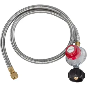 Mr. Heater Buddy Heater Brass Grill Connectors & Hose F273684 - 90  Barstock, Half-Union, 3/8" NPT Male Pipe x 3/8" NPT Female Pipe, 3/8" Flare