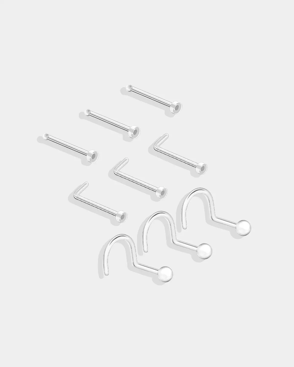 9PCS Acrylic Nose Stud Retainers Set