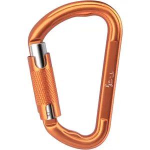 Auto Locking Carabiner 27KN (6069 lbs), UIAA Certified Heavy Duty Carabiner Clips for Climbing, Hammocks, Rappelling, Mountaineering (Orange)