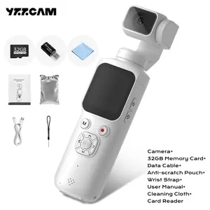 Pocket 4K 330° Outdoor Stabilized Action Camera for Students – Perfect for Vlogging, Photography, and Video Recording. Includes a 32GB memory card, a card reader, a USB cable, and a user manual. Ideal for capturing outdoor adventures and travel memories.