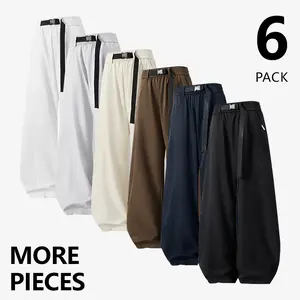 Men’s casual long pants, 6-pack — skin-friendly fabric, premium versatile design, artsy trendy style; suitable for business casual and social occasions, running/fitness, street walking, and travel outfits