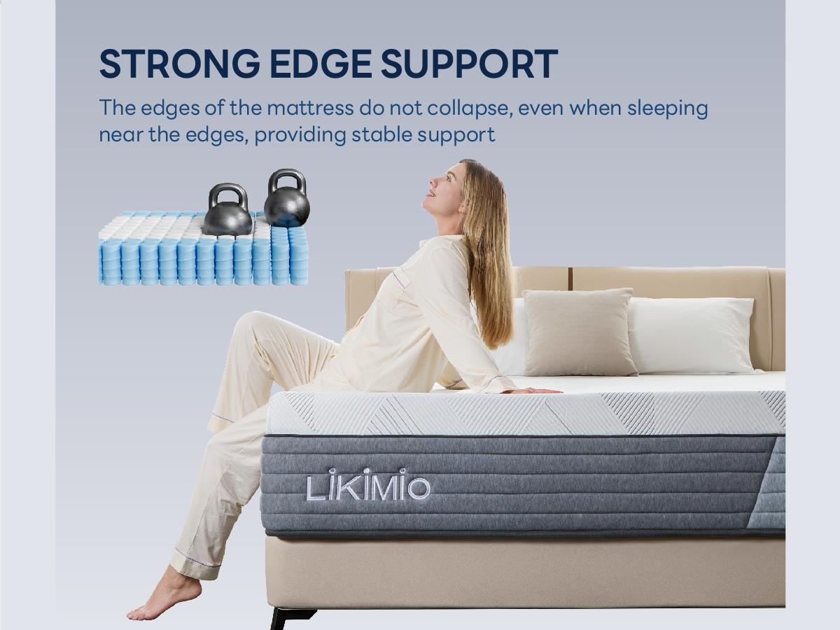 LIKIMIO 12/14 Inch twin/Full/queen Size Mattress, Hybrid 2-in-1 Adjustable Firmness Mattress - Cooling Gel Memory Foam & Pocket Springs, Motion Isolation, Edge Support, OEKO-TEX & CertiPUR-US Certified, Made in USA