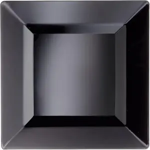10-Count Hard Plastic 9.5" Classic Square Lunch/Dinner Plates, Black