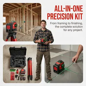 360° Green Laser Level Self-Leveling – 3x360 Cross Line, High Precision Layout Tool with Tripod & Carry Case for Construction, Tile & Home Projects
