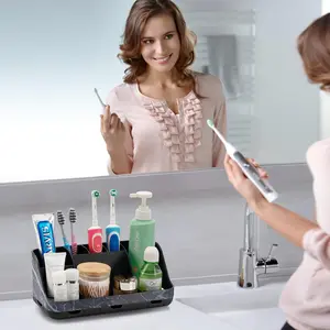 Marble Bathroom Countertop Organizer, Premium Marble Toothbrush Stand, Practical & Elegant Bathroom Gift, Luxury Bathroom Accessories Set