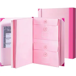 Document Organizer Binder for Important Documents with Labels, Accordion Expanding File Folder for Important Papers Passports Birth Certificates (Pink)