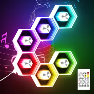 SEGRASS Hexagon LED Lights - Smart APP RGB Gaming Lamp with Remote Control, Multifunctional Magic LED Lighting, Music Sync Color Pulsating Scene Atmosphere Lights, Dimmable Customizable Room Decor for Bedroom Gaming Accessories