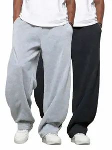 2PCS Ages 8-16 Years Baggy Sweatpants Wide Leg Elastic Waist Sweat Pants Pull On Fleece Athletic Jogger Outfits Clothes For Teenagers Boys Girls Kids Youth