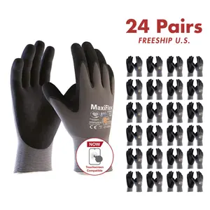[24 Pairs] MaxiFlex PIP 34874 Gloves, Breathable & Flexible Design, Micro-foam Nitrile Coating, Superior Grip, No Warranty