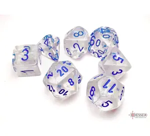 Borealis Luminary (Icicle/Light Blue) Chessex Brand D&D/RPG Polyhedral Dice Set - 7 Dice with Clear Storage Case