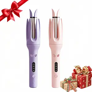 Automatic hair curling iron for women, negative ion rotating hair curler, 28 mm ceramic curling wand with 4 adjustable temperature modes, automatic hairstyler for home salon use, easy styling tool for long and short hair, ceramic curling irons