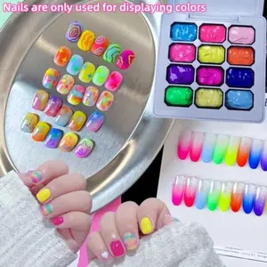1 Set 12 Color Y2K Nail Gel, Rainbow Dopamine Series, High Saturation Shiny, Glossy, LED Nail Art Manicure, DIY Nail Design, No Flammable Liquid, Gel Nail Polish, UV Nail Gel