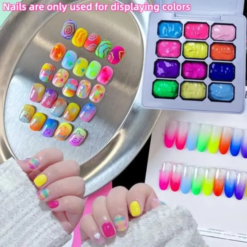 1 Set 12 Color Y2K Nail Gel, gel nail polish sets, Summer Nail Polish, Rainbow Dopamine Series, High Saturation Shiny, LED Nail Art, DIY Nail Design, Nail Manicure, No Flammable Liquid