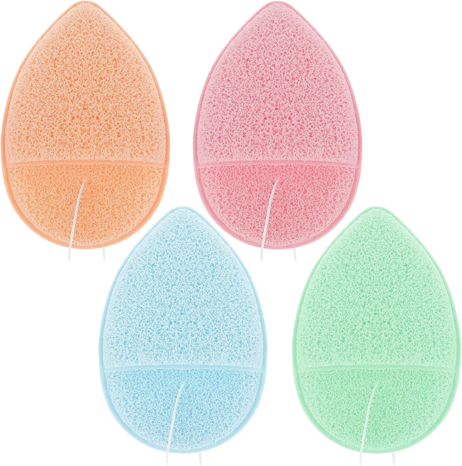 4 Pack Facial Cleansing Sponges – Gentle Exfoliating & Reusable Face Scrubber Pads, Bath Puff Gloves for Washing Face, Makeup Removal, Deep Pore Cleaning & Blackhead Removal