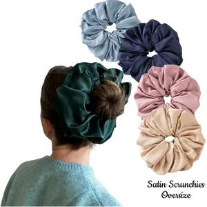 4PCS Large Size Satin Scrunchies Hair Ties for Women