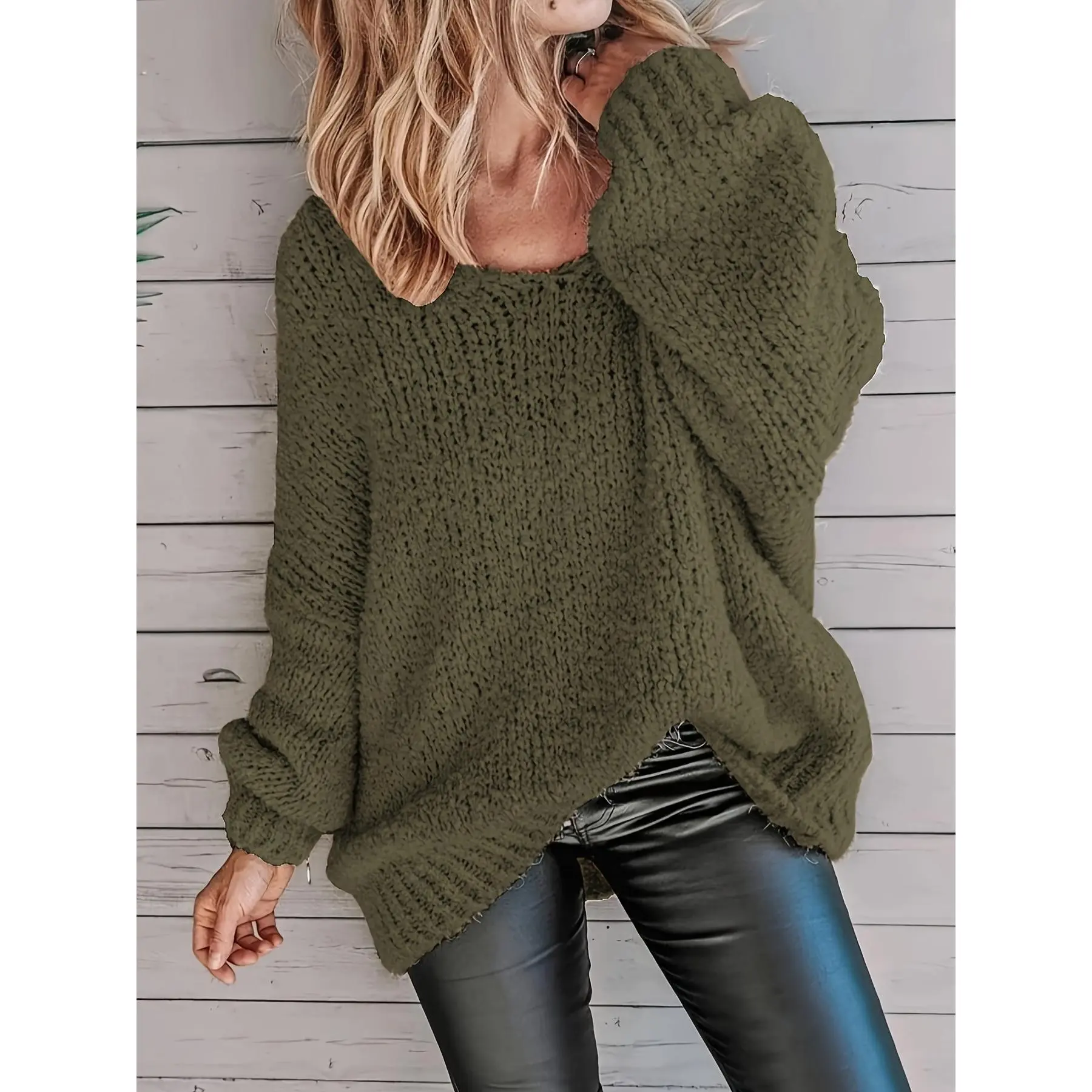 Large Size Casual Crew Neck Long Sleeve Pullover Sweater - Polyester Fabric, Soft And Breathable, Machine Washable - For Men & Women - Perfect for Fall/Winter - Ideal Gift for Casual Wear Lovers