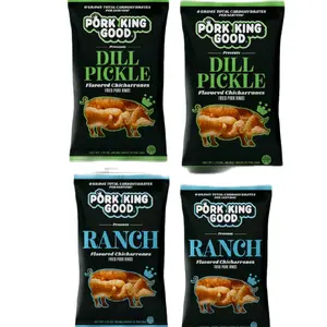 Pork King Good Dill Pickle & Ranch Flavored Ichicharrones - 0g Total Carbohydrates - Crunchy Snack  4-pack