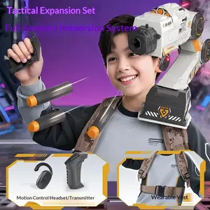 Children's robotic arm electric remote control motion-sensing follow-control launcher phantom tracking cannon soft bullet toy gun for boys, a great gift for Children's Day.