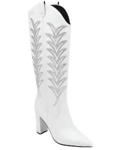 Danielxdiamond Women's Daniel X Diamond The Tall T Leather Western Boot Snip Toe - Dd3008b-Whtlea