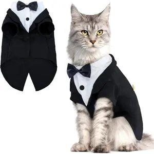 Tuxedo Suit,  Halloween Costumes for Cats Only, Sphynx  Tuxedo Outfit Costume with Bow Tie, Kitten Formal Attire Wedding Birthday Onesie Clothes for Male Girl Hairless Cats