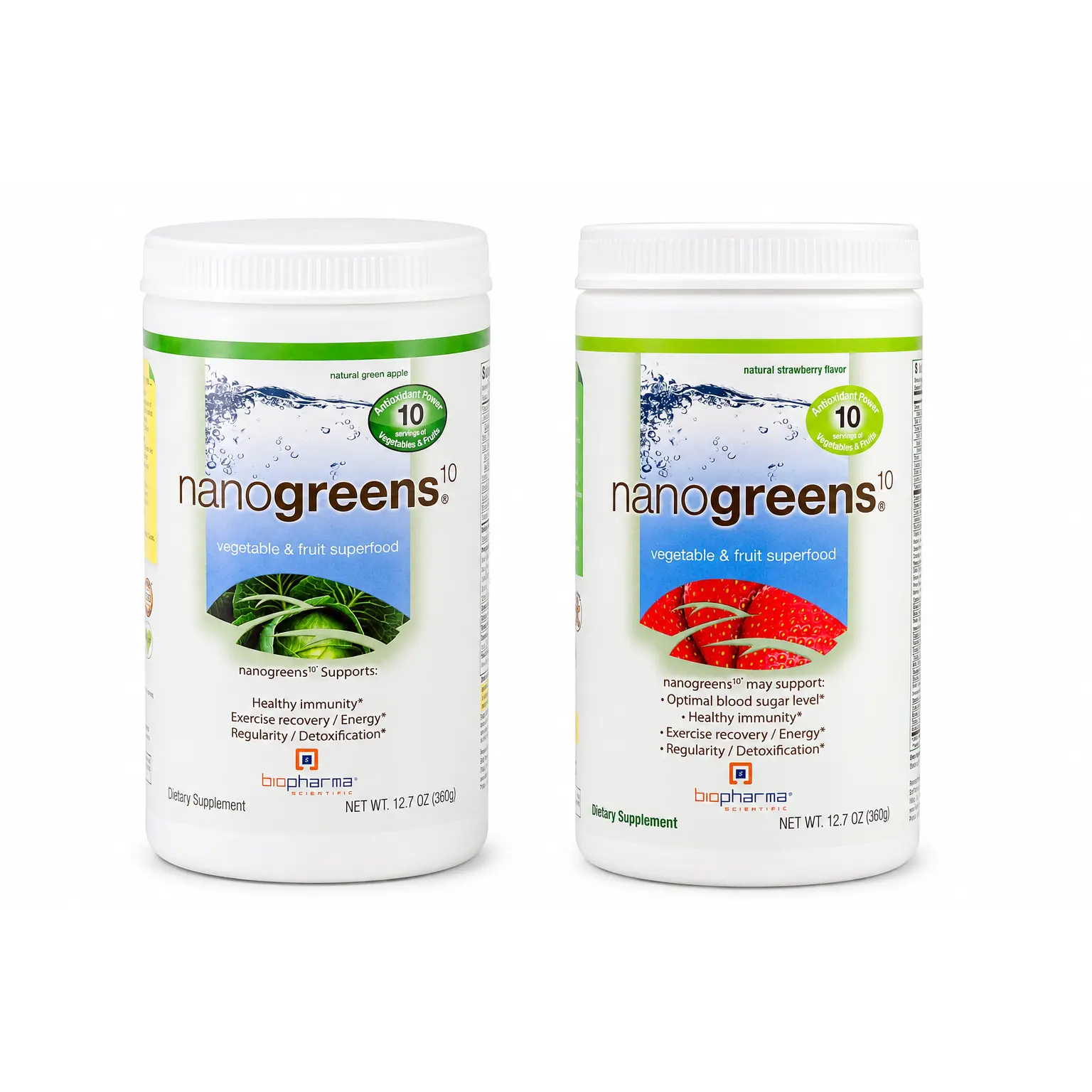 NanoGreens Daily Greens & Superfood Powder | 55 Organic Fruits & Vegetables with Spirulina & Chlorella | Digestive Enzymes & Oat Beta,  Glucan Phytonutrient Blend with Stevia Sweetened -30 Servings