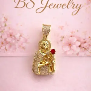 Santa Barbara Pendant Charm Stainless Steel Gold Tone Religious Jewelry
