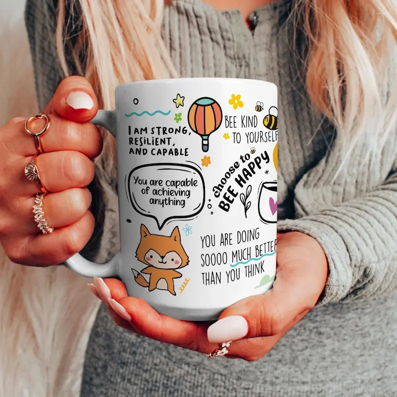 [Sale off up to 50%] Motivational Mug of Positivi-tea, Positivity Coffee Mug, Self Care Cup for Her, Inspirational Quote Gift, Positive Daily Affirmations, 11oz & 15oz ceramic mug