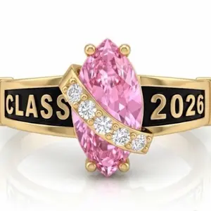 Anillo de Graduación 2026 Cz Rosa 14k. Size-7