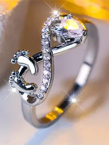 Geometric pattern Rings for Women & Girls Synthetic Zirconia Inlay Fashion Stackable Design Band Ring Daily Wear Jewelry Accessory for All Seasons Cubic Zirconia Rings