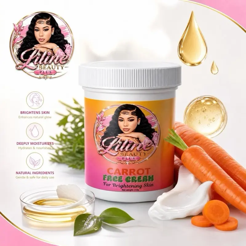 LilineBeautyPlus1 Carrot Face Brightening Cream, Radiant Glow Skincare Product, 4 oz