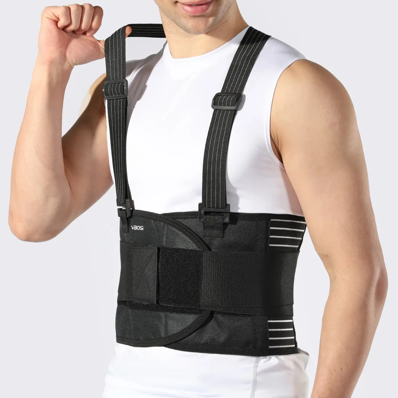 Men's Waist Support Brace Classic Style, 4 Compression Strips, Adjustable Removable Straps, Sports Daily Wear, Workout Belt, Comfortable and Durable, Workout Gear