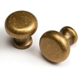 Antique Brass Cabinet Knobs Classic  Retro Drawer Knobs Kitchen Cupboard Bathroom Dresser Cabinet Bar Drawer Hardware Handles Zinc Alloy (2, Antique Brass, Knob)