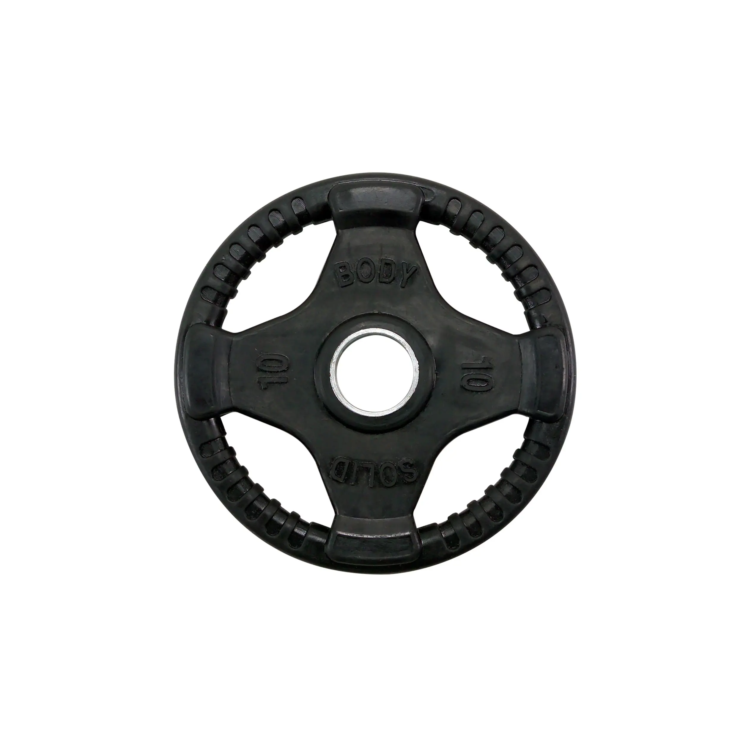 Body‑Solid ORT Rubber Grip Olympic Plates | 10 LB Single — Heavy‑Duty Quad-Grip Rubber-Coated Olympic Weight Plates